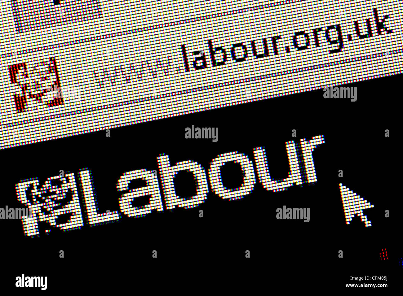 Labour Party UK Logo und Website hautnah Stockfoto