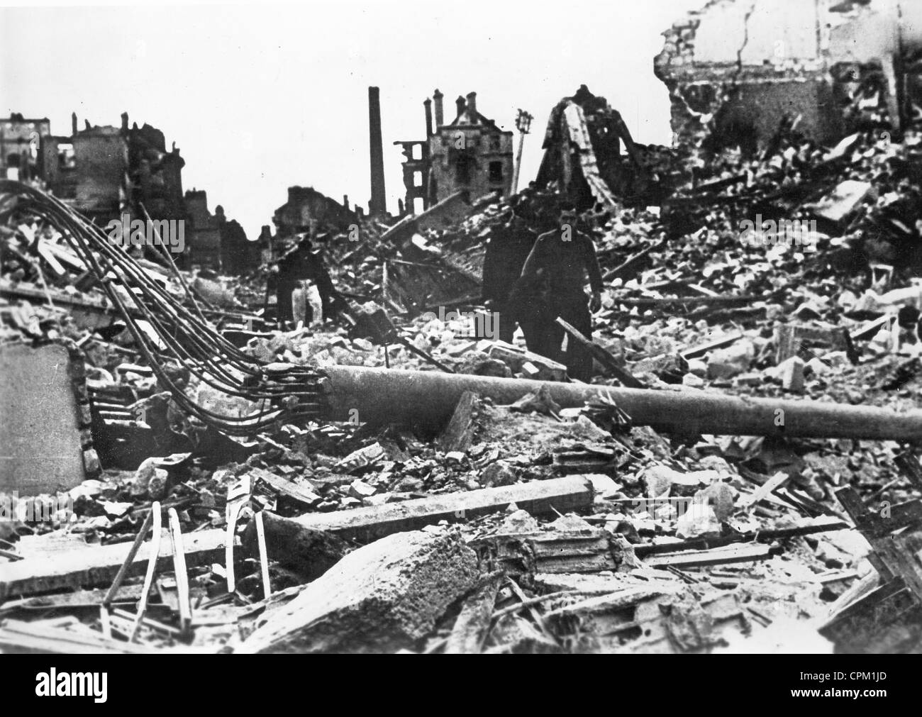 Zerstörung in Caen in der Normandie 1944 Stockfoto