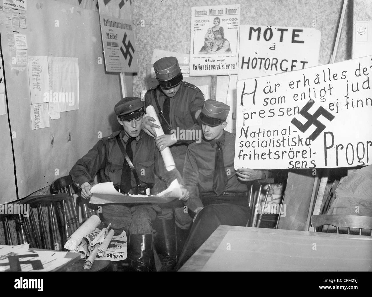 Schwedische Nationalsozialisten in den Wahlkampf, 1933 Stockfoto