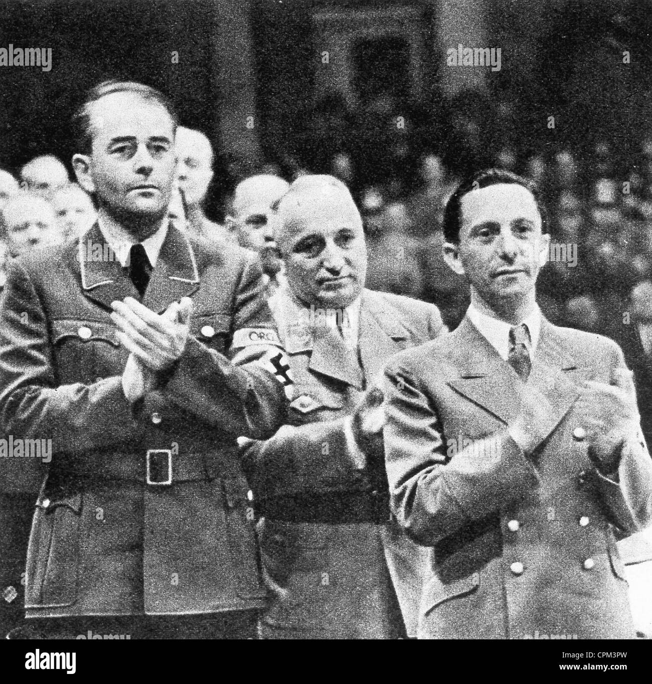 Albert Speer, Robert Ley und Josef Goebbels, 1943 Stockfoto