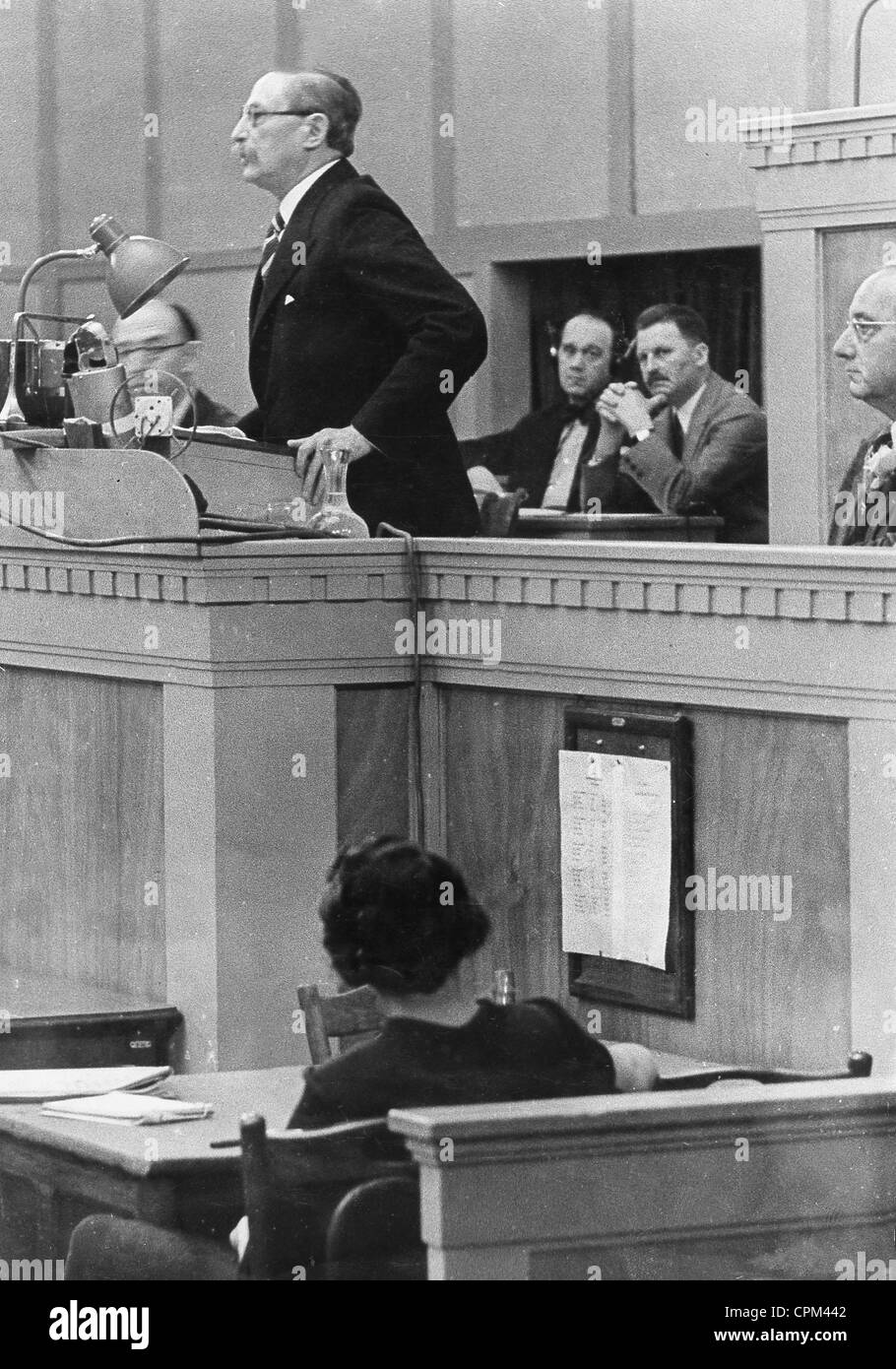 Léon Blum vor dem Völkerbund in Genf, 1936 Stockfoto