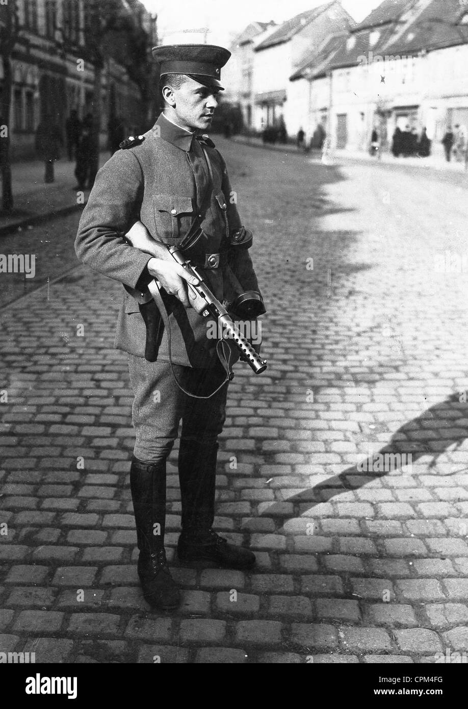 Deutsche Sicherheit Polizisten während der kommunistischen Aufstand in Mansfeld, 1921 Stockfoto