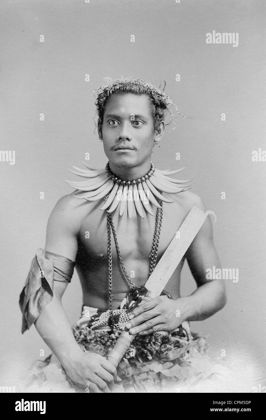 Häuptling in der deutschen Kolonie Samoa, 1903 Stockfoto