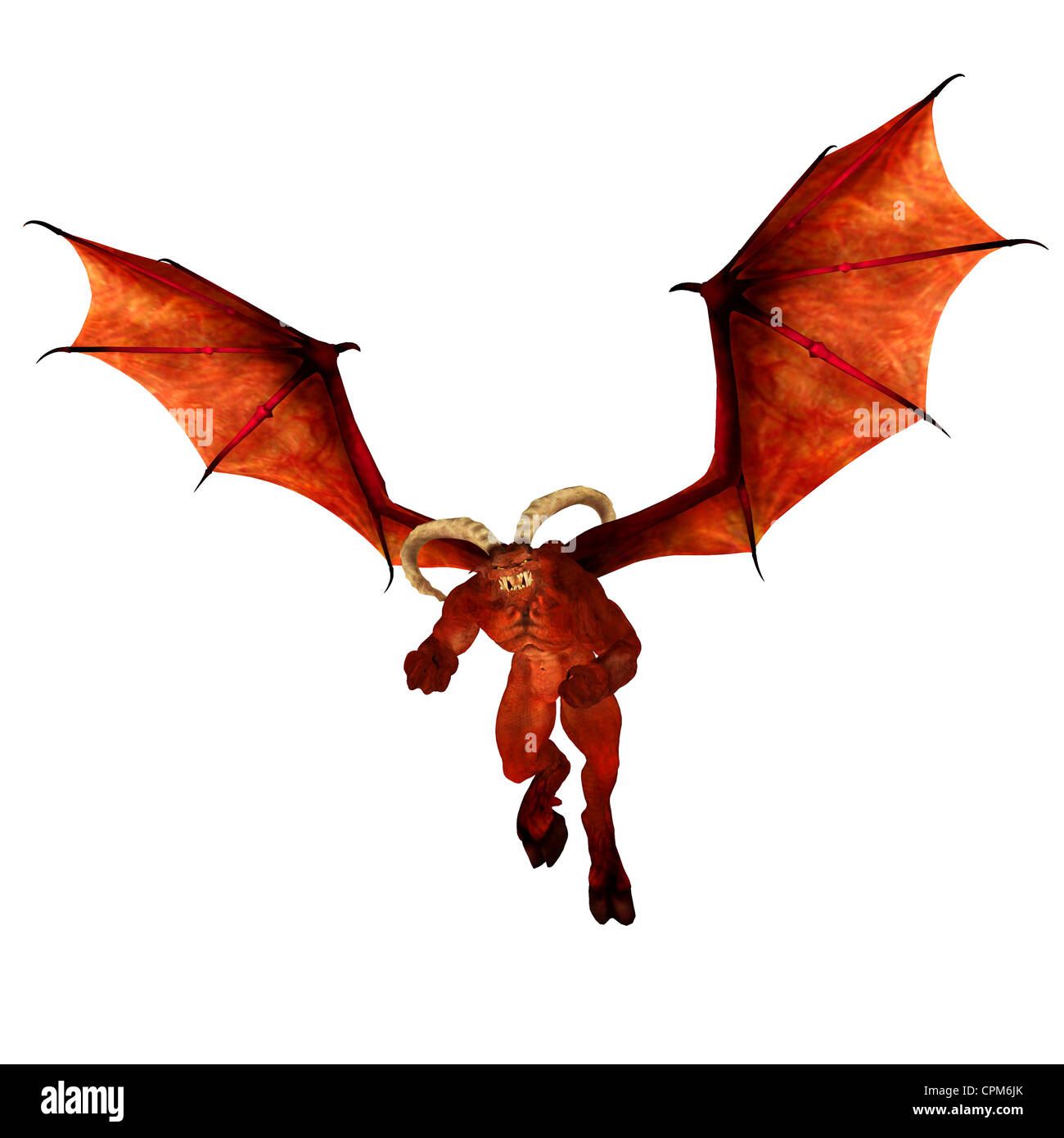 Abbildung eines roten Dämonen isoliert auf weißem Hintergrund Stockfoto