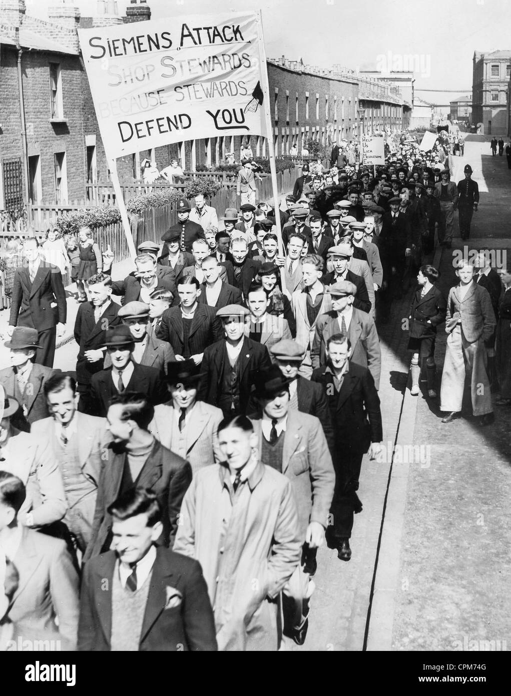 Streikende Arbeiter in Großbritannien, 1939 Stockfoto