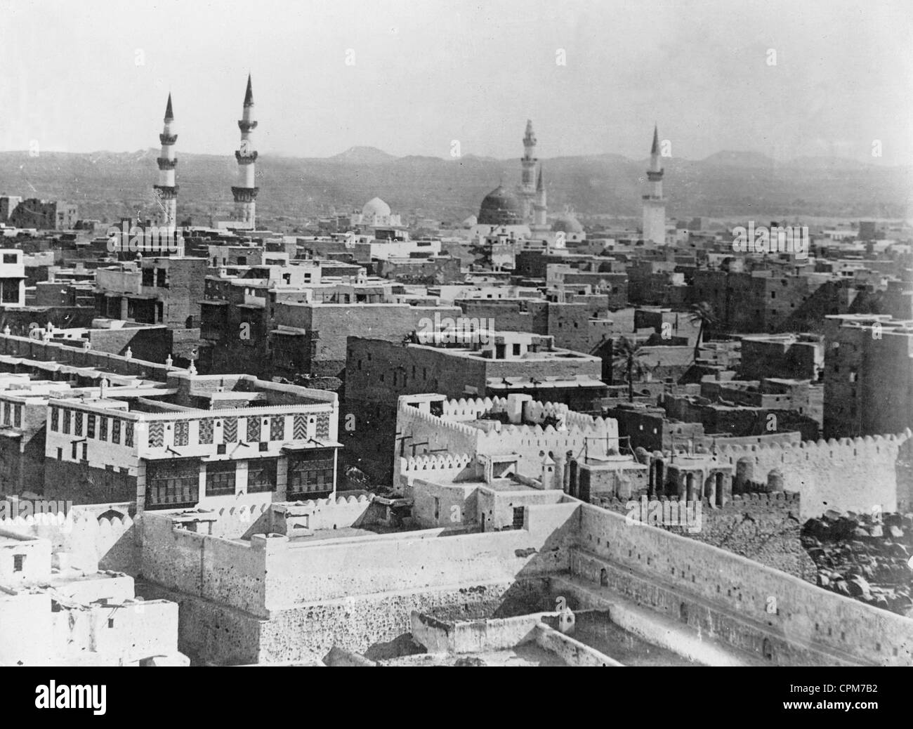 Blick auf Medina unter der Kontrolle des Osmanischen Reiches, 1916 (s/w Foto) Stockfoto