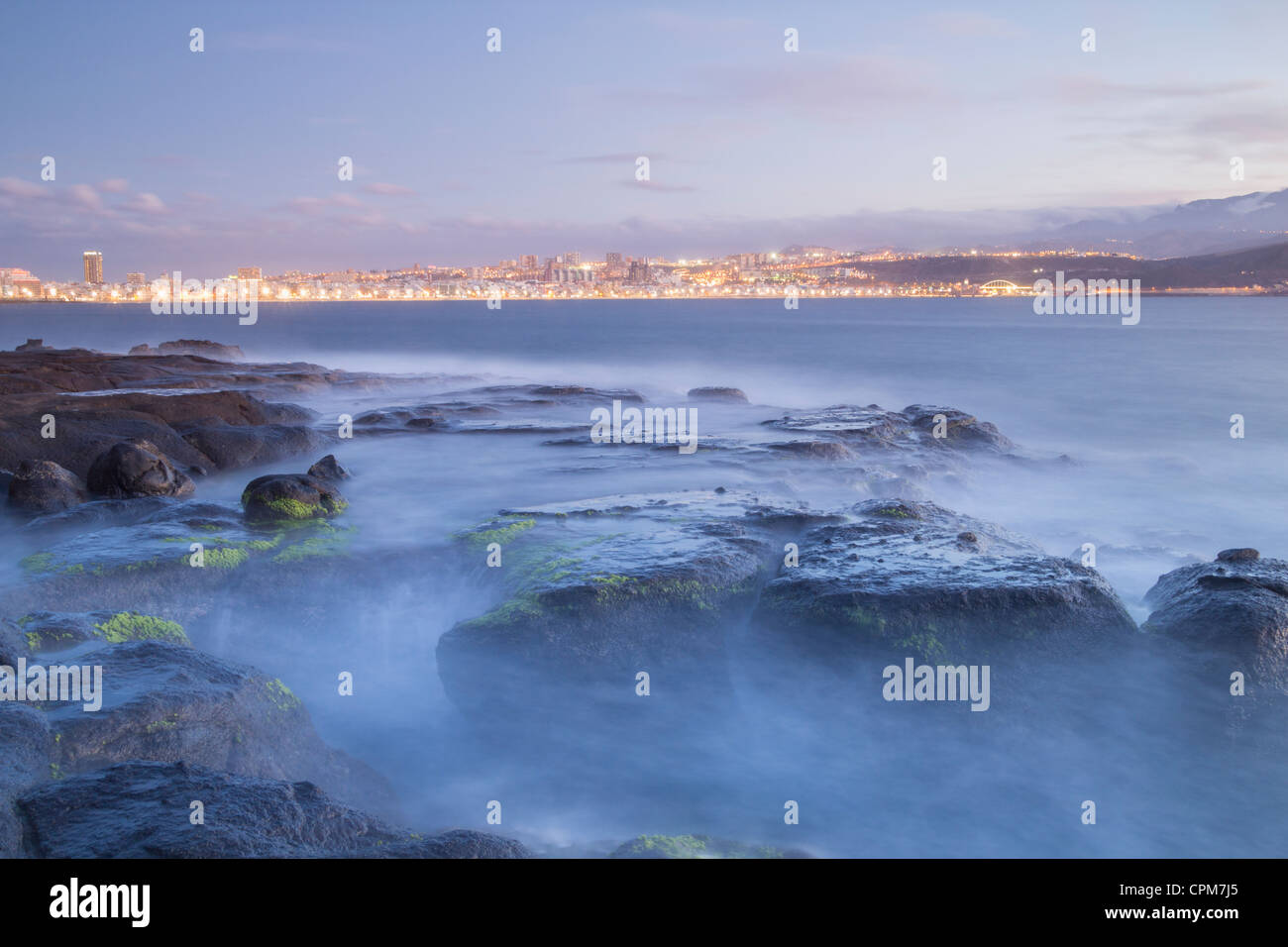 Blick auf Las Palmas Form El Confital Bucht. Gran Canaria, Kanarische Inseln, Spanien Stockfoto