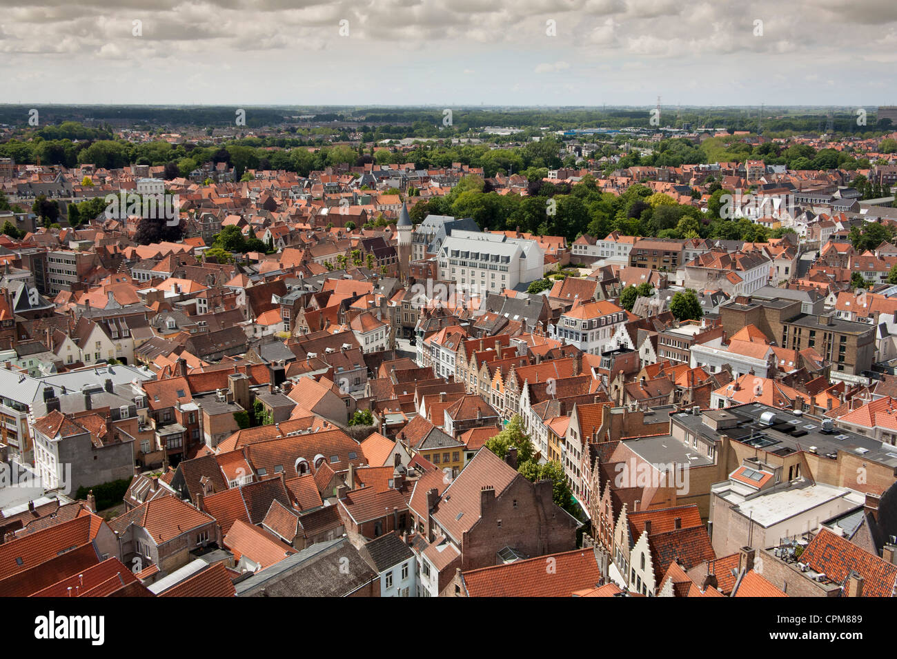 Luftaufnahme des Satteldach Dächer in Brügge, Belgien Stockfoto