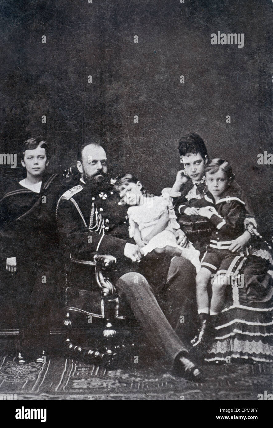 Zar Alexander III. aus Russland mit seiner Familie, um 1880 Stockfoto