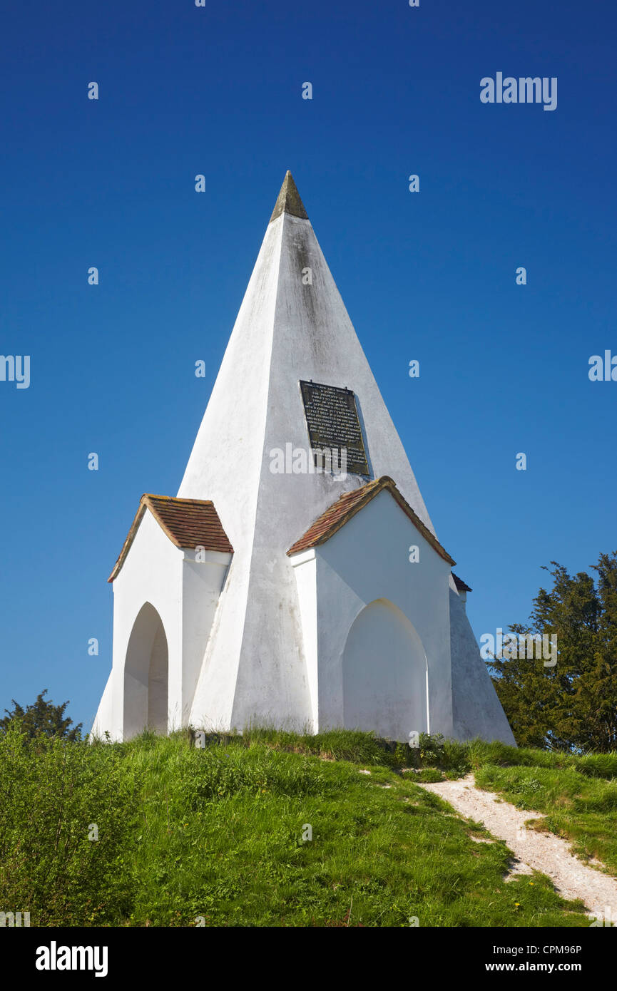 Berühmte Denkmal für ein Pferd namens "Vorsicht Kreide Grube" in Farley Mount Landschaftspark, in der Nähe von Winchester, Hampshire, England. Stockfoto