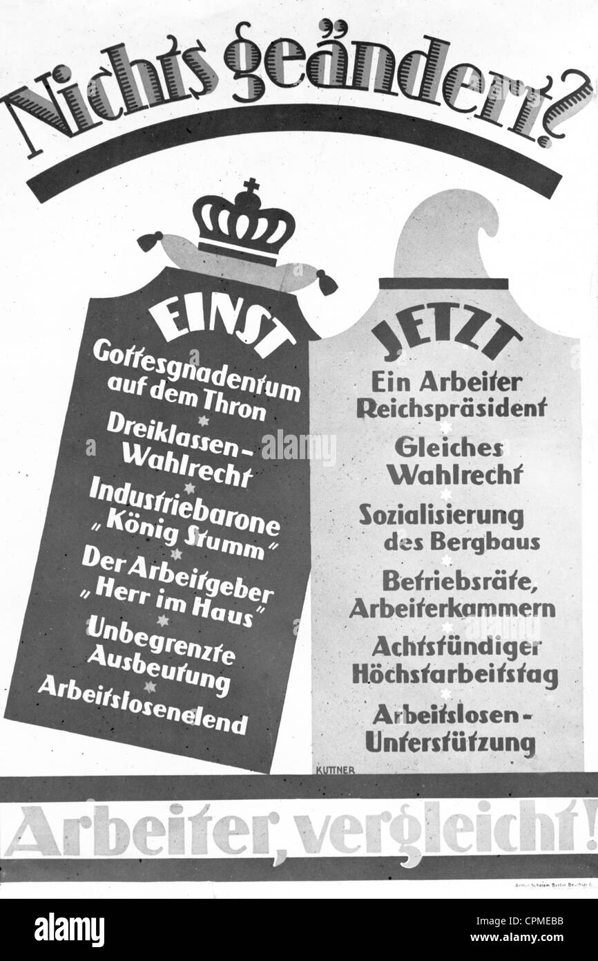 Plakat der SPD in der Weimarer Republik, 1920er Jahre Stockfoto
