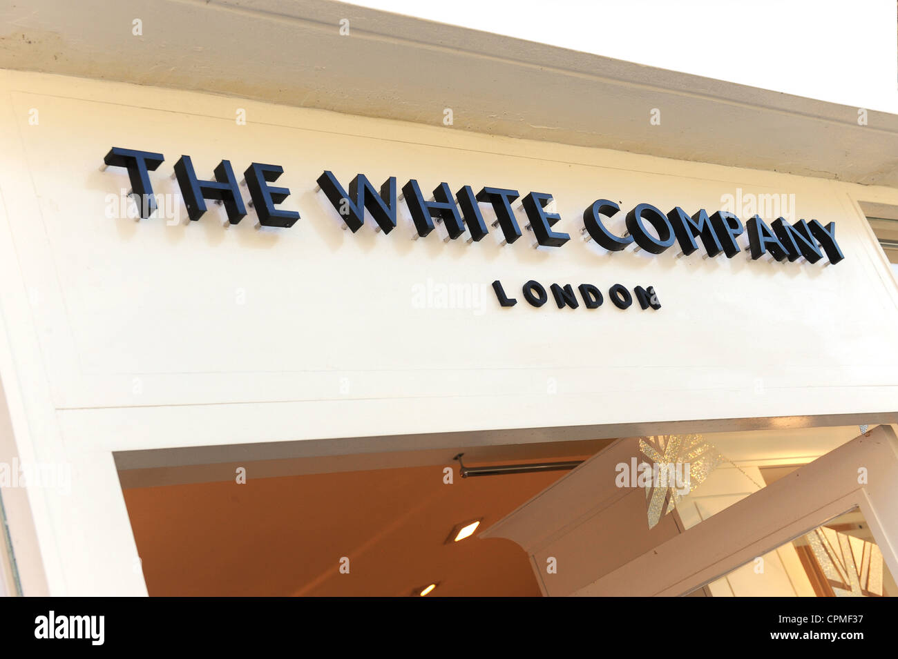 Die weiße Gesellschaft shop Logo und melden Sie Uk Stockfoto