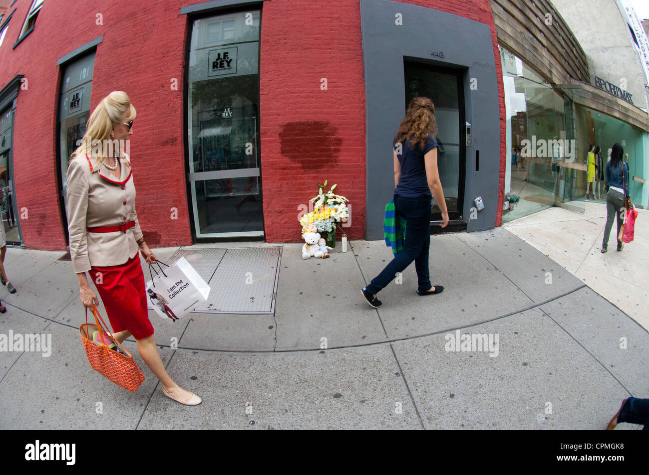 Eine Gedenkstätte für Etan Patz an der Ecke West Broadway und Prince St. in Soho in New York Stockfoto