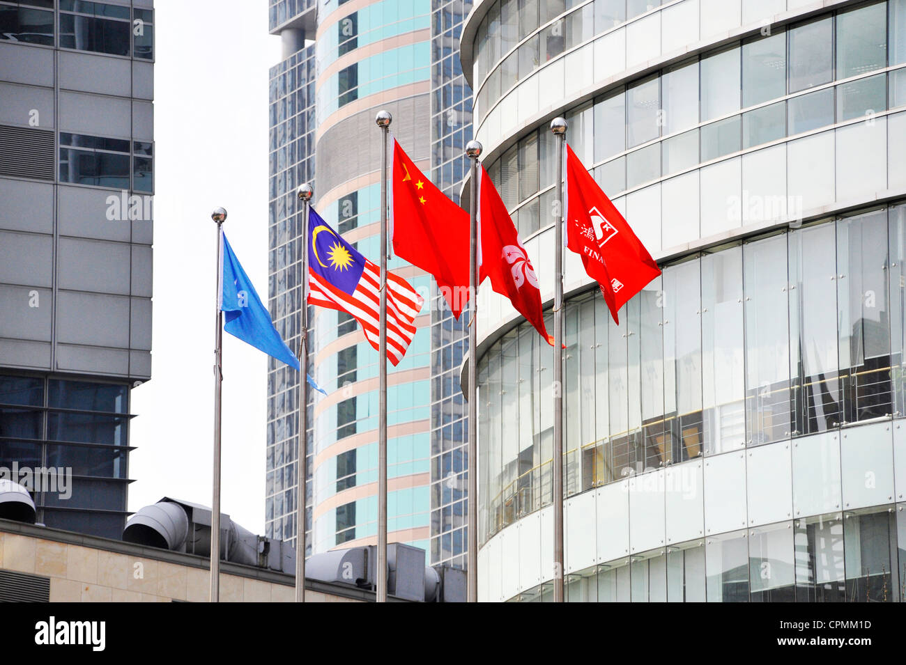 Verschiedene Flaggen in Shanghai. Stockfoto