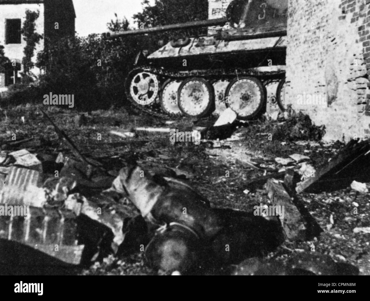 Panzer der Division "Hitlerjugend", 1944 abgeschossen Stockfoto