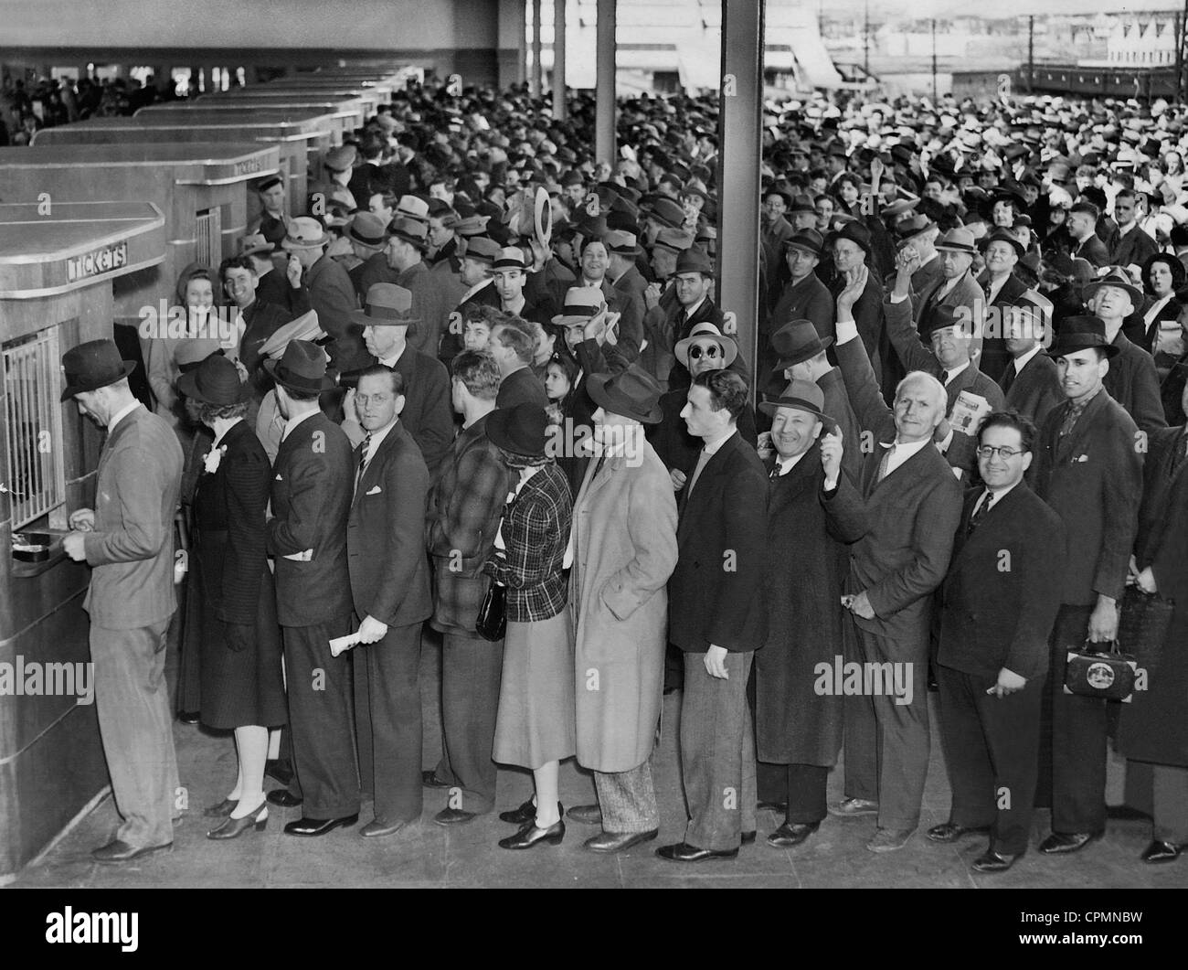 Großen Andrang an der Abendkasse am Tag Eröffnung der Weltausstellung in New York, 1939 Stockfoto