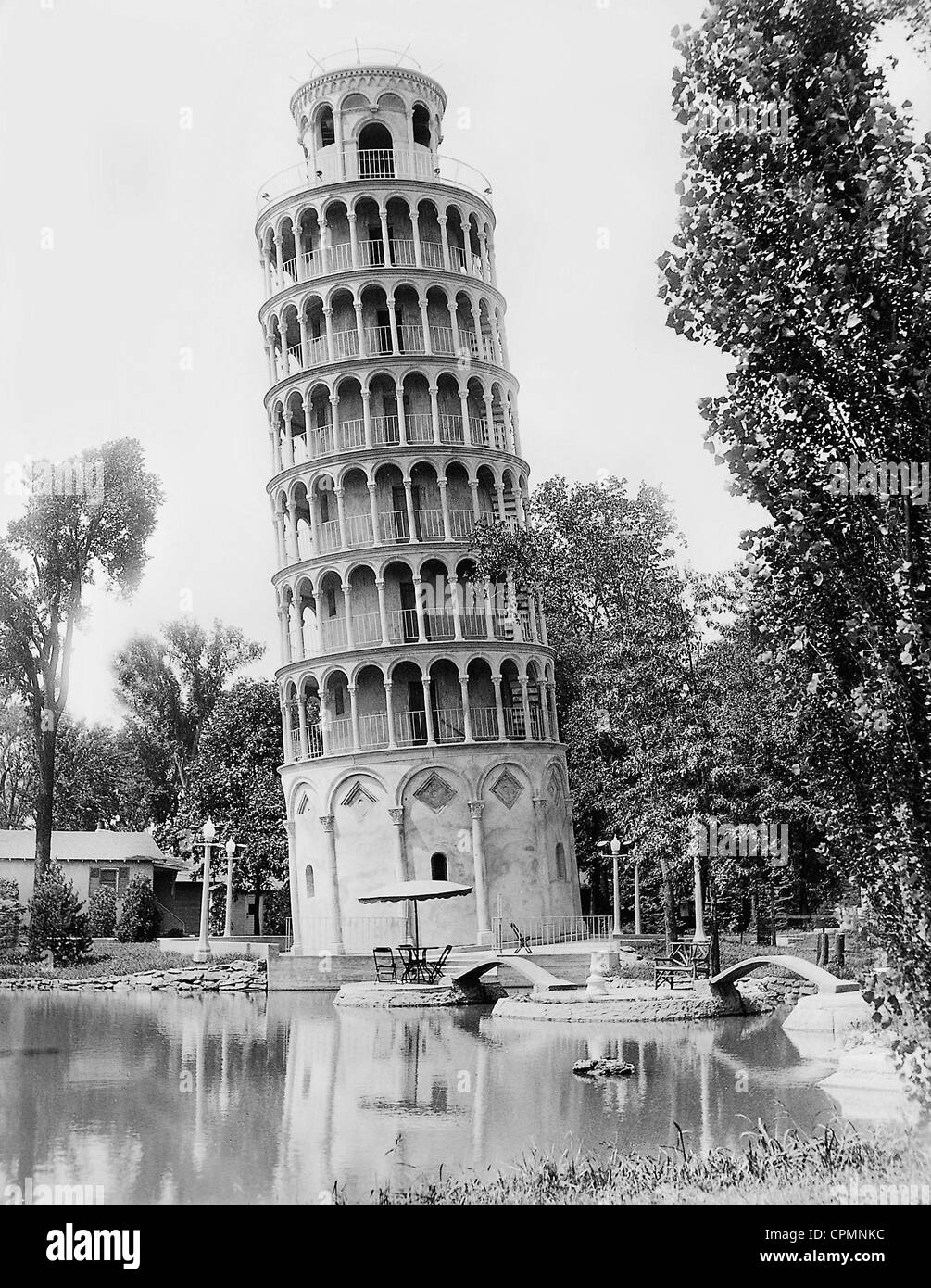 Nachbildung der schiefe Turm von Pisa auf der Weltausstellung in Chicago 1933 Stockfoto