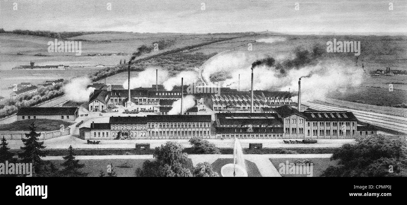 Lokomotivenwerk in Elbing, Ostpreußen, 1880 Stockfoto
