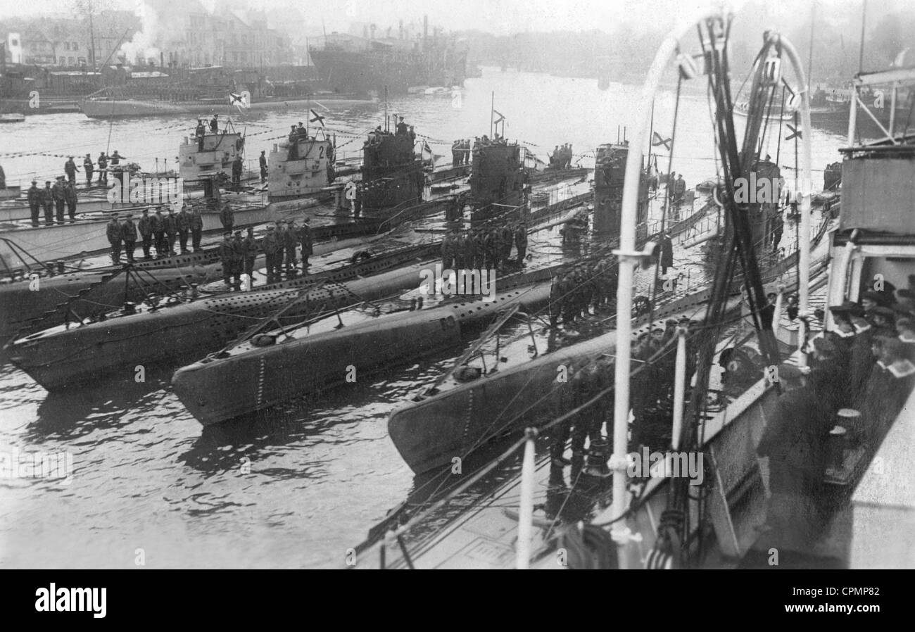 Deutsche uBoote im Hafen von der Marine Basis Wilhelmshaven, 1917