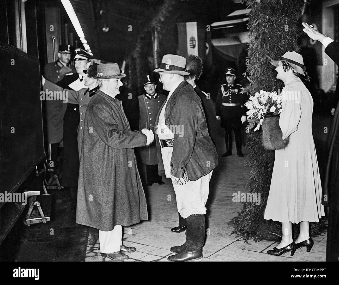 Hermann Göring und Emmy Göring mit Miklos Horthy, 1938 Stockfoto