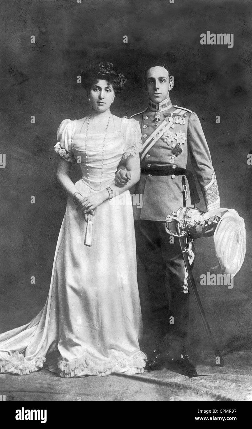 König Alfonso XIII und seine Frau Victoria Eugenie, 1906 Stockfoto