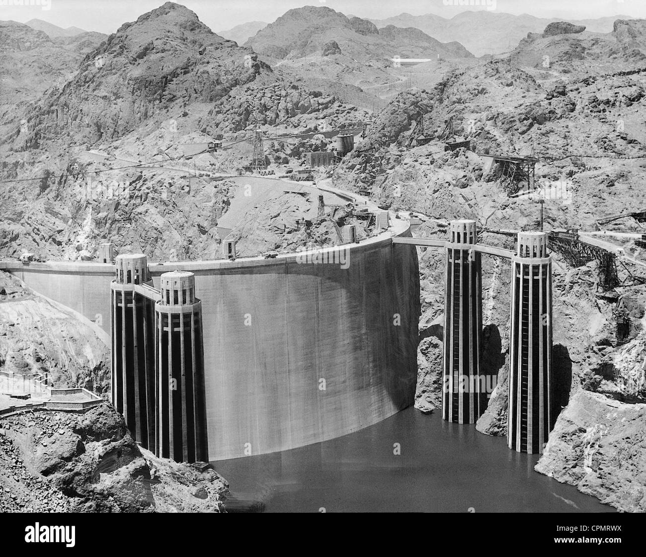 Der Hoover-Staudamm kurz vor seiner Fertigstellung, 1935 Stockfoto