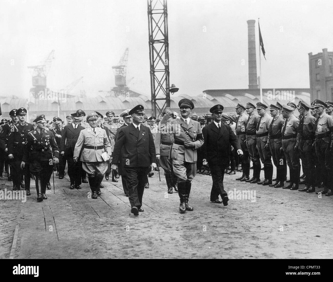 Adolf Hitler, Rudolf Blohm, Sepp Dietrich, Robert Ley die Lancierung der Wilhelm Gustloff, 1937 Stockfoto