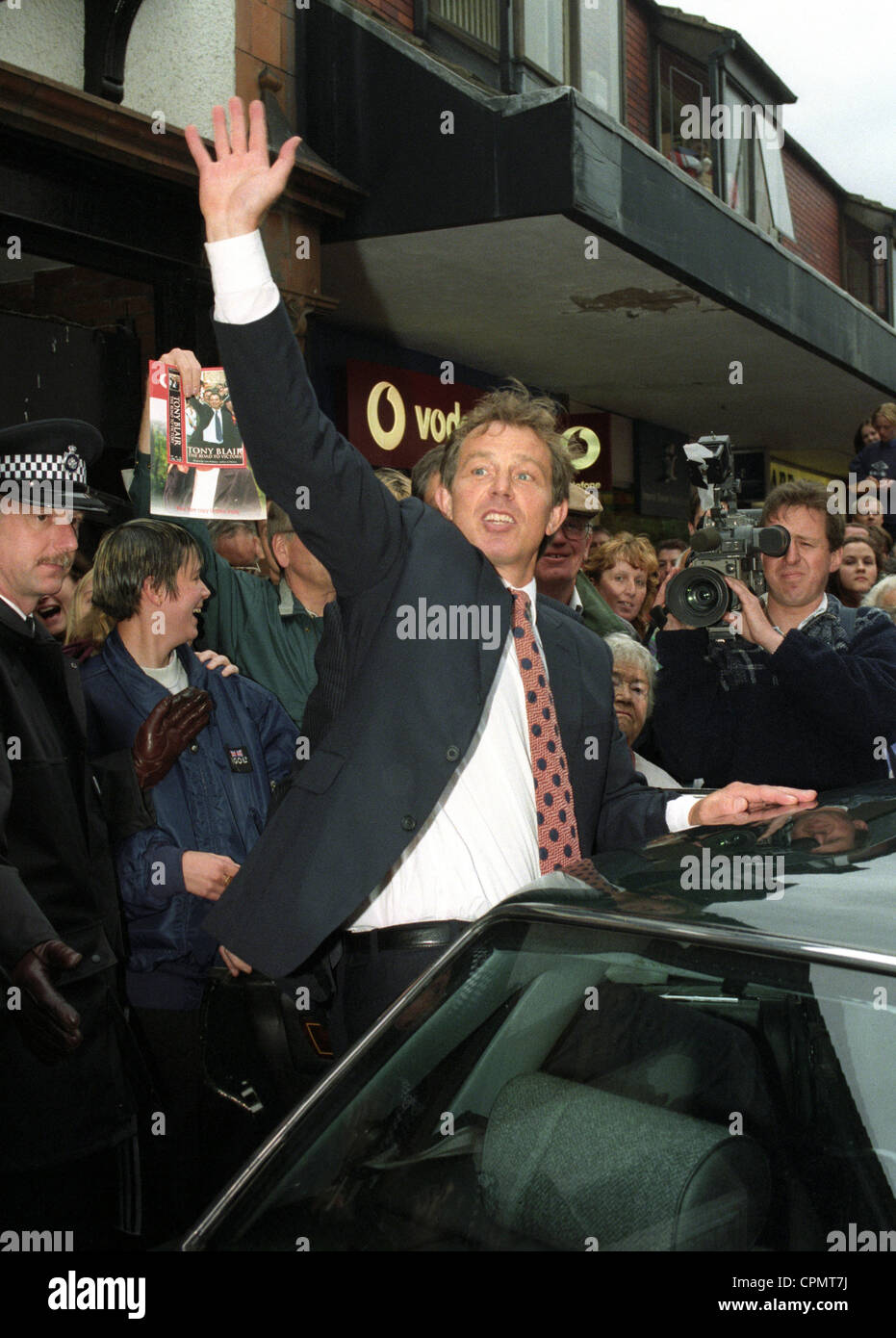 Der britische Premierminister Tony Blair Besuch Wrexham Wales 1997 Stockfoto