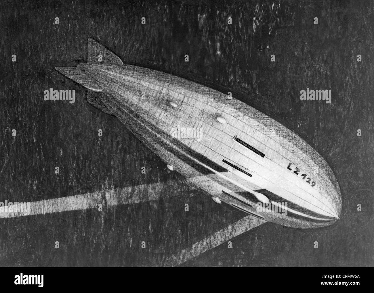 Zeichnung des Zeppelins LZ 129, 1933 Stockfoto