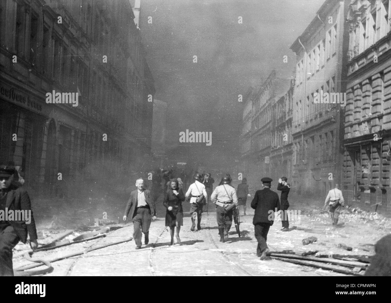 Bombenanschlag in Stettin während des zweiten Weltkriegs Stockfoto