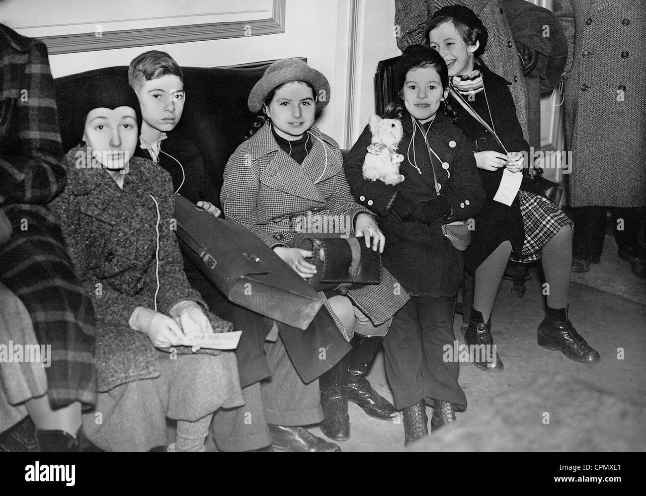 Jüdische Flüchtlingskinder nach ihrer Ankunft in London, 1938 Stockfoto
