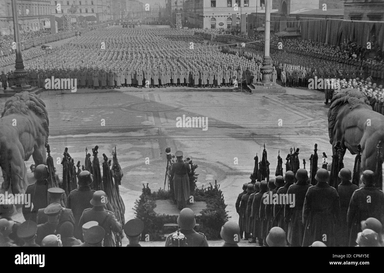 Vereidigung von Rekruten am Odeonsplatz in München, 1935 Stockfoto