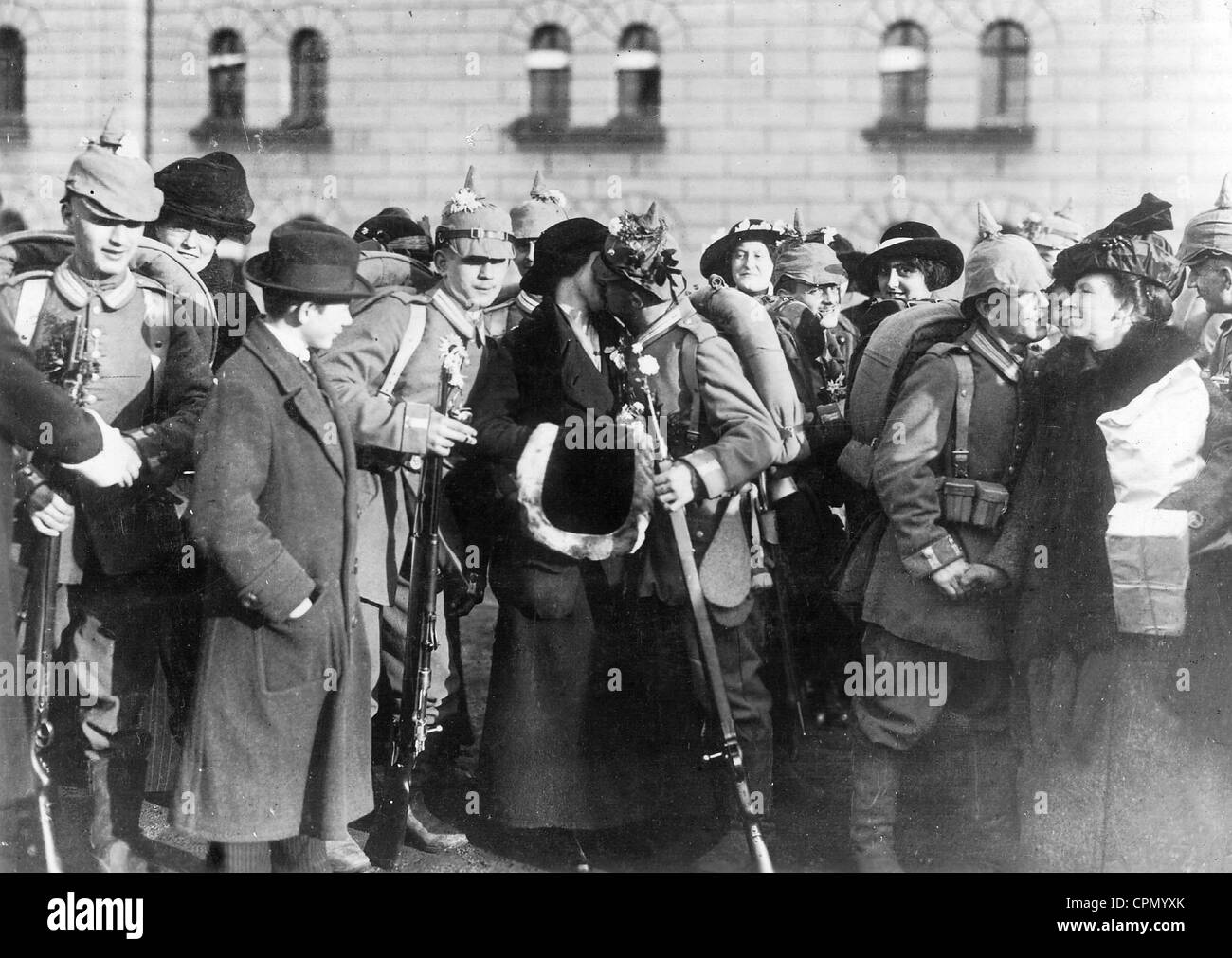 Deutsche Truppen zurück von der Front, 1914 Stockfoto