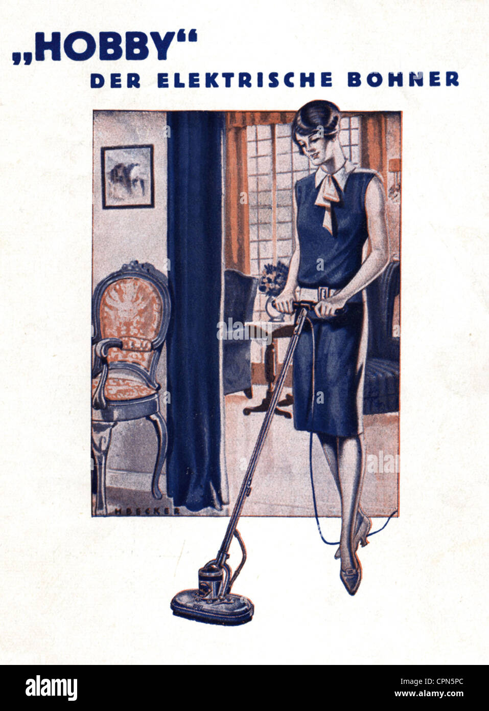 Haushalt, Reinigung, Hausfrau mit elektrischem Bodenpuffer Hobby, das Gerät verteilt Bodenwachs gleichmäßig auf den Boden und polieren den Boden spiegliofinish, für Parkett- und Linoleumböden, Deutschland, 1927, Additional-Rights-Clearences-not available Stockfoto Haushalt, Reinigung, Hausfrau mit elektrischem Bodenpuffer Hobby, das Gerät verteilt Bodenwachs gleichmäßig auf den Boden und polieren den Boden spiegliofinish, für Parkett- und Linoleumböden, Deutschland, 1927, Additional-Rights-Clearences-not available Stockfoto