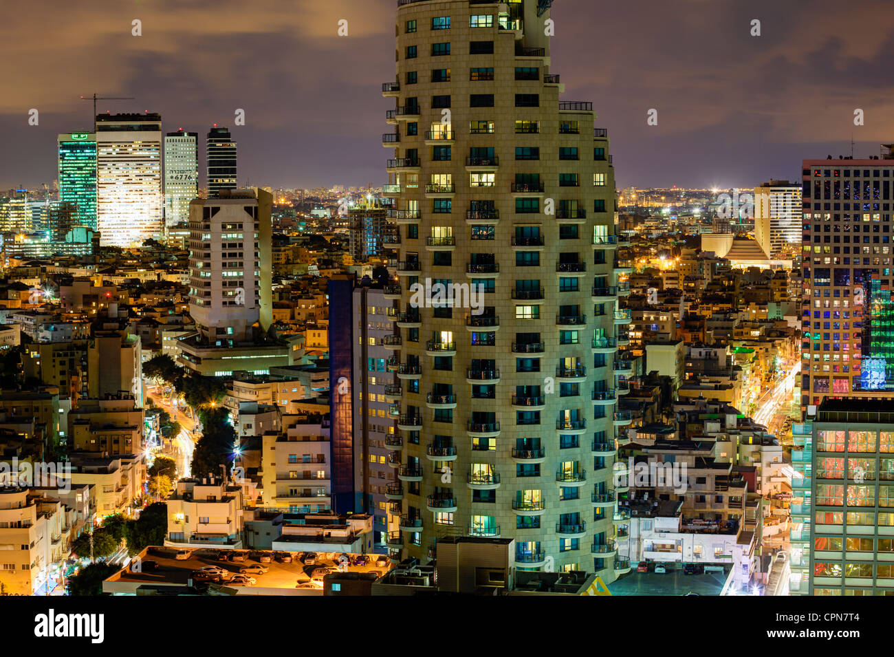 Nahen Osten, Israel, Tel Aviv, erhöhten Blick auf die Stadt in Richtung dem Geschäftszentrum Stockfoto