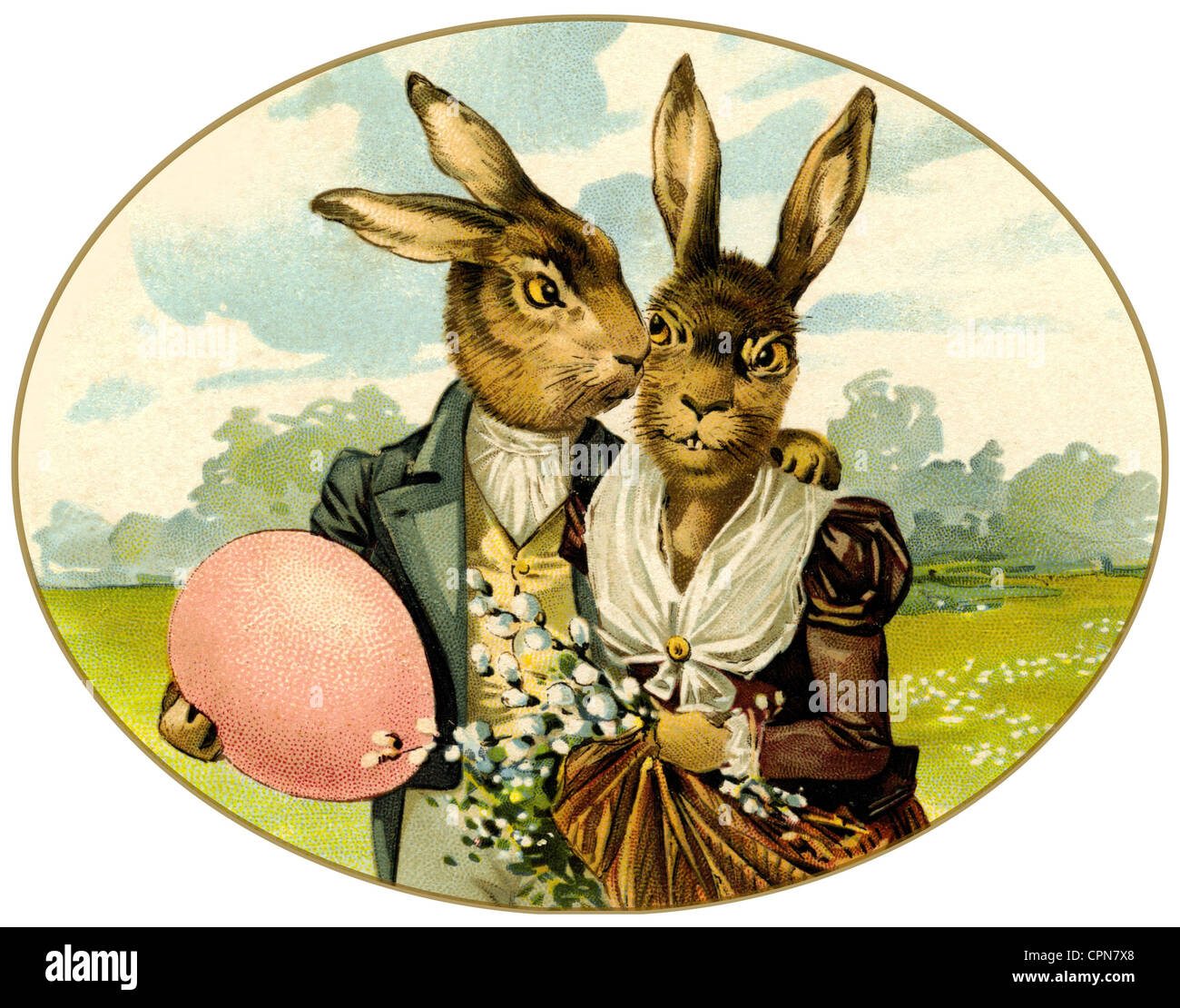 Ostern, osterhase, Osterhasen mit Osterei, Osterspaziergang, Deutschland, 1903, zusätzliche-Rechte-Clearenzen-nicht verfügbar Stockfoto