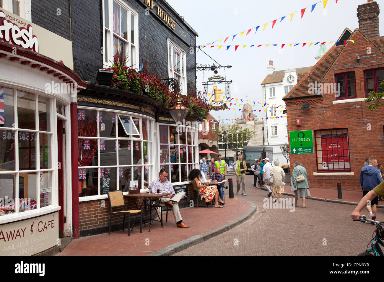 Bar und Cafe an der Market Street in Brighton - UK Stockfoto