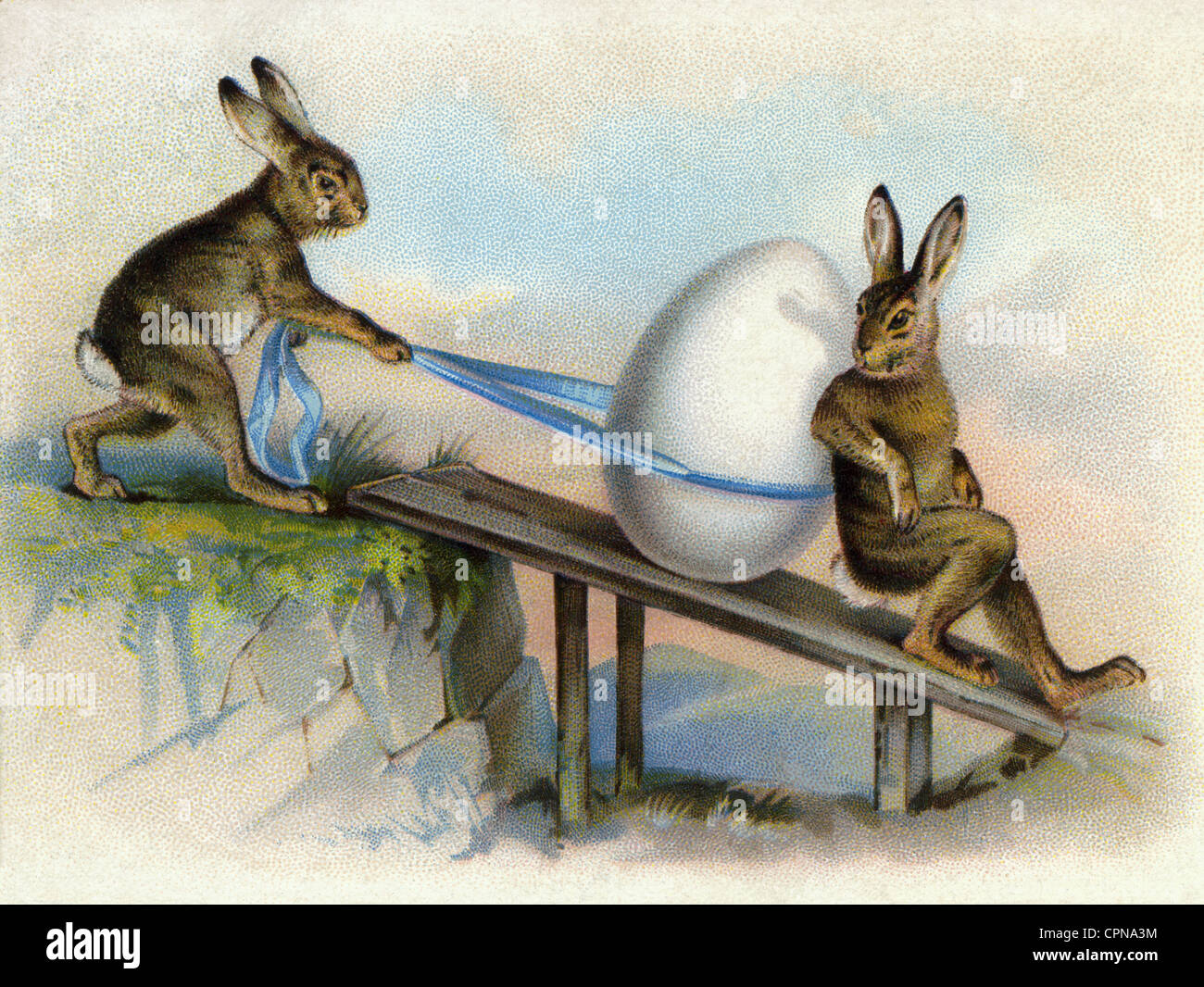 Ostern, Osterhasen mit Osterei, Deutschland, 1902, Zusatzrechte-Clearenzen-nicht verfügbar Stockfoto