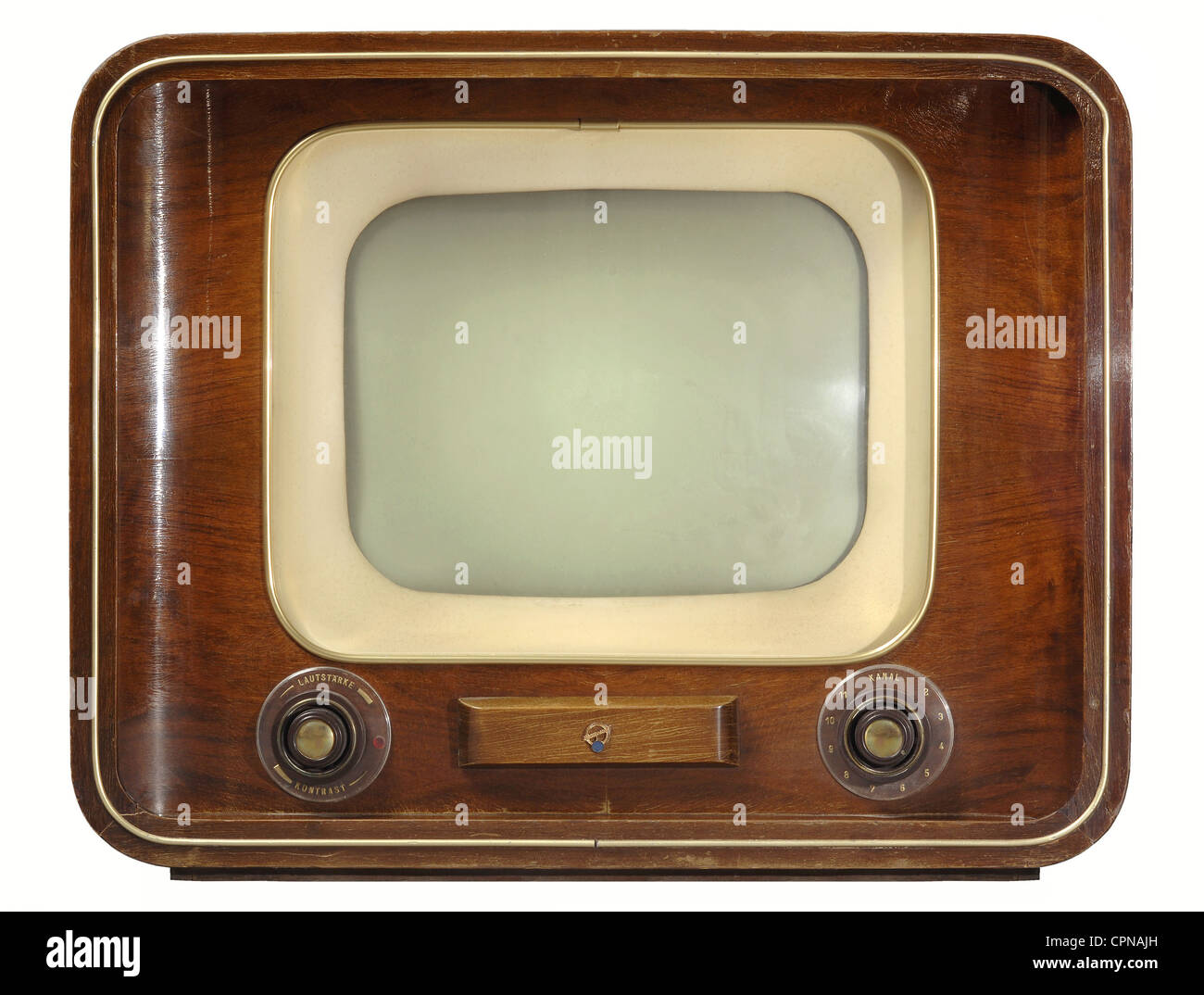 Broadcast,Fernsehen,Fernsehgerät,Blaupunkt V 52,36 cm Bildschirmdiagonale,eine weitere Steuereinheit hinter dem kleinen Klatsch an der Vorderseite,damals Originalpreis: DM 1090, dieser Blaupunkt gehört zu der ersten Serie produziert TV-Set in Nachkriegsdeutschland, Deutschland, 1953, monochrome Gerät, monochrome Fernseher, kostbare Holzchassis, TV-Gerät, TV-Geschichte, Technik, Technik, Geschichte der Technologie, Konsumgüter, Konsumgüter, Konsumgüter, Konsumgüter, Made in Germany, Wirtschaftswunder, Wirtschaftswunder, Sammlerstücke, c, zusätzliche-Rechte-Clearences-nicht verfügbar Stockfoto