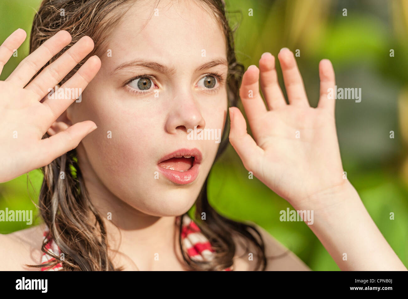 Mädchen mit überrascht Ausdruck Stockfoto