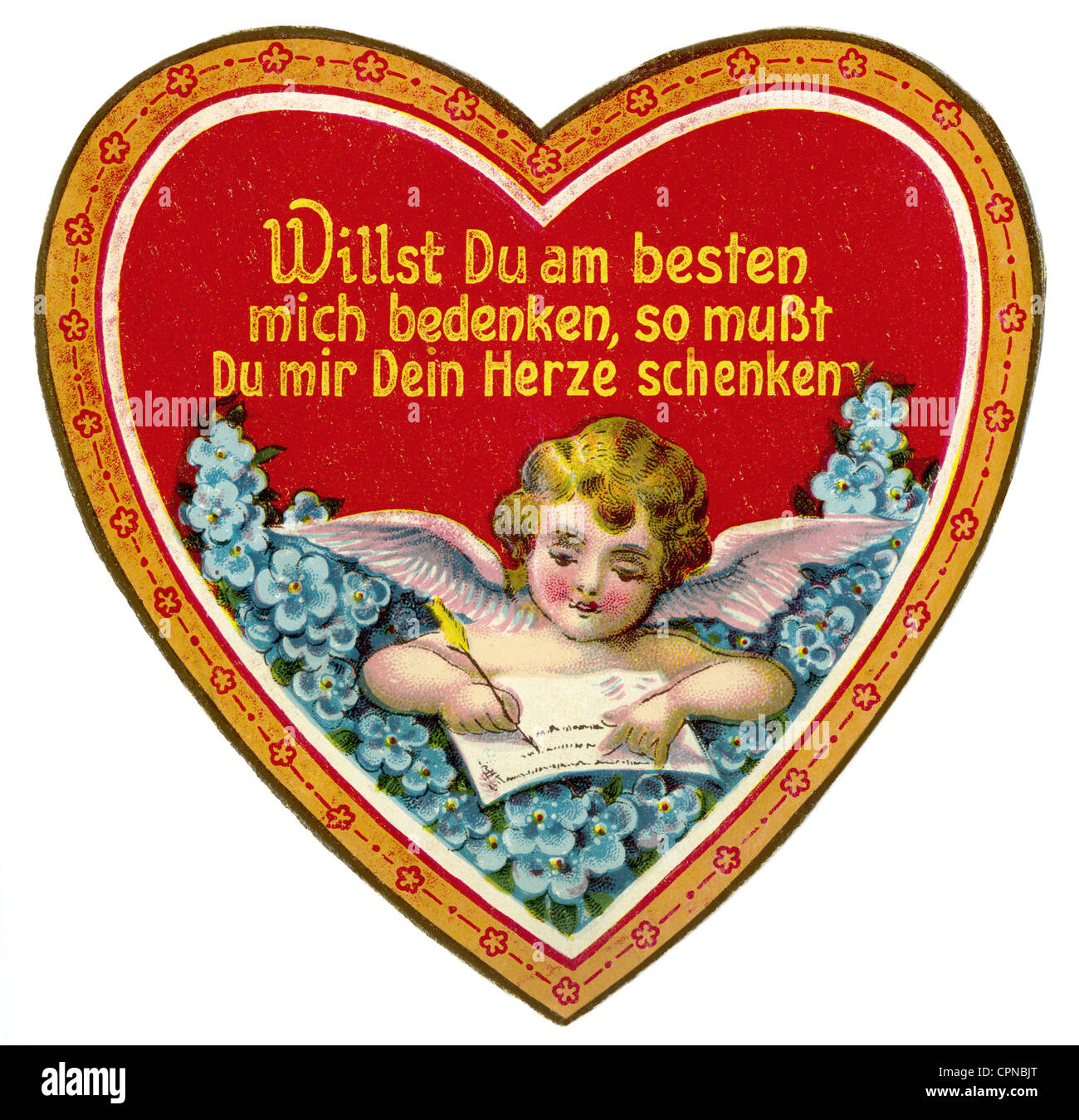Kitsch, Herz mit Liebesengel, Schrottbild, Lithographie, Deutschland, um 1912, Zusatz-Rechteklärung-nicht vorhanden Stockfoto