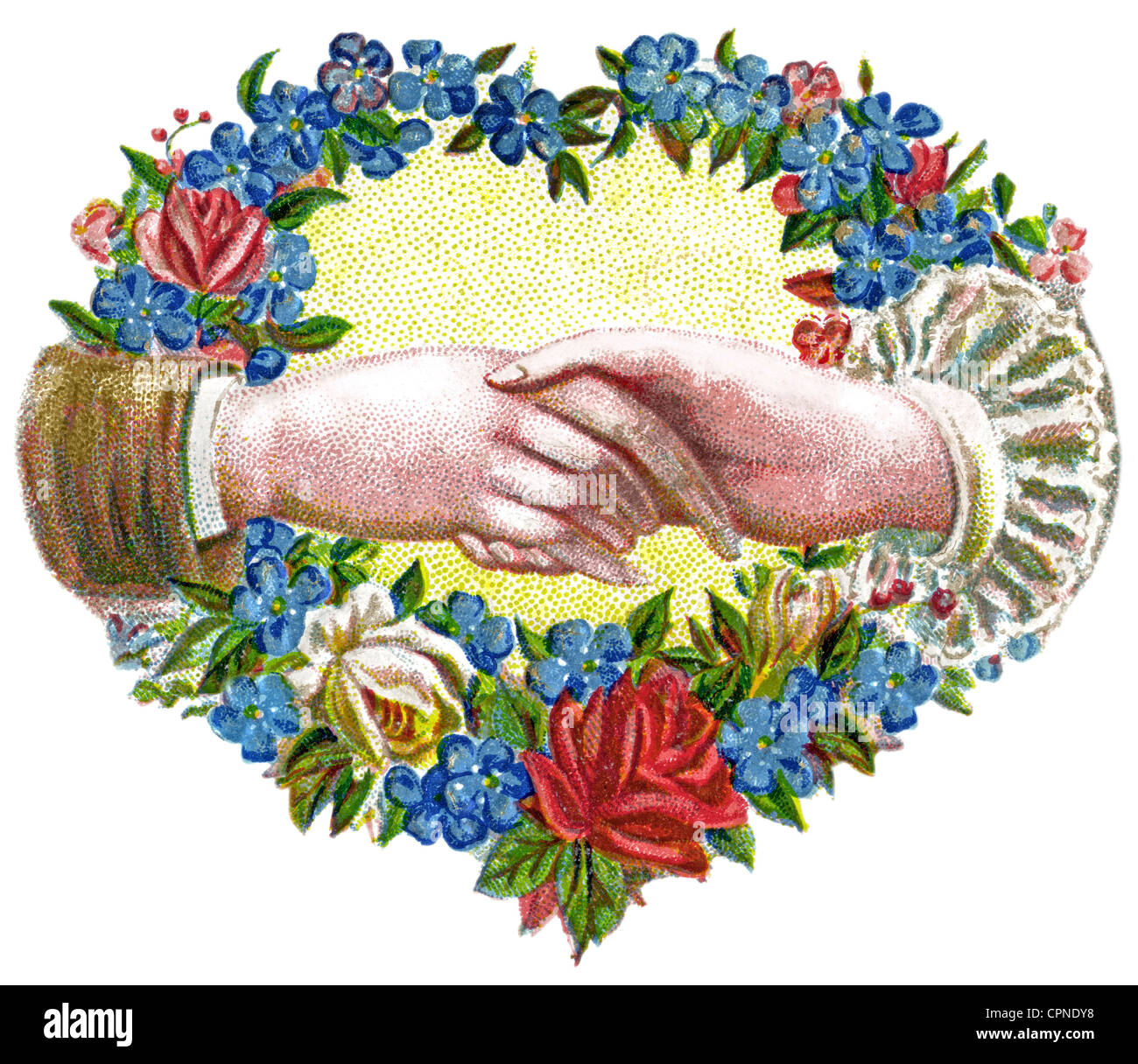 Kitsch / Souvenir, Ehe, Lebensbindung, Handschlag, Schrottbild, Deutschland, 1895, Additional-Rights-Clearences-not available Stockfoto Kitsch / Souvenir, Ehe, Lebensbindung, Handschlag, Schrottbild, Deutschland, 1895, Additional-Rights-Clearences-not available Stockfoto