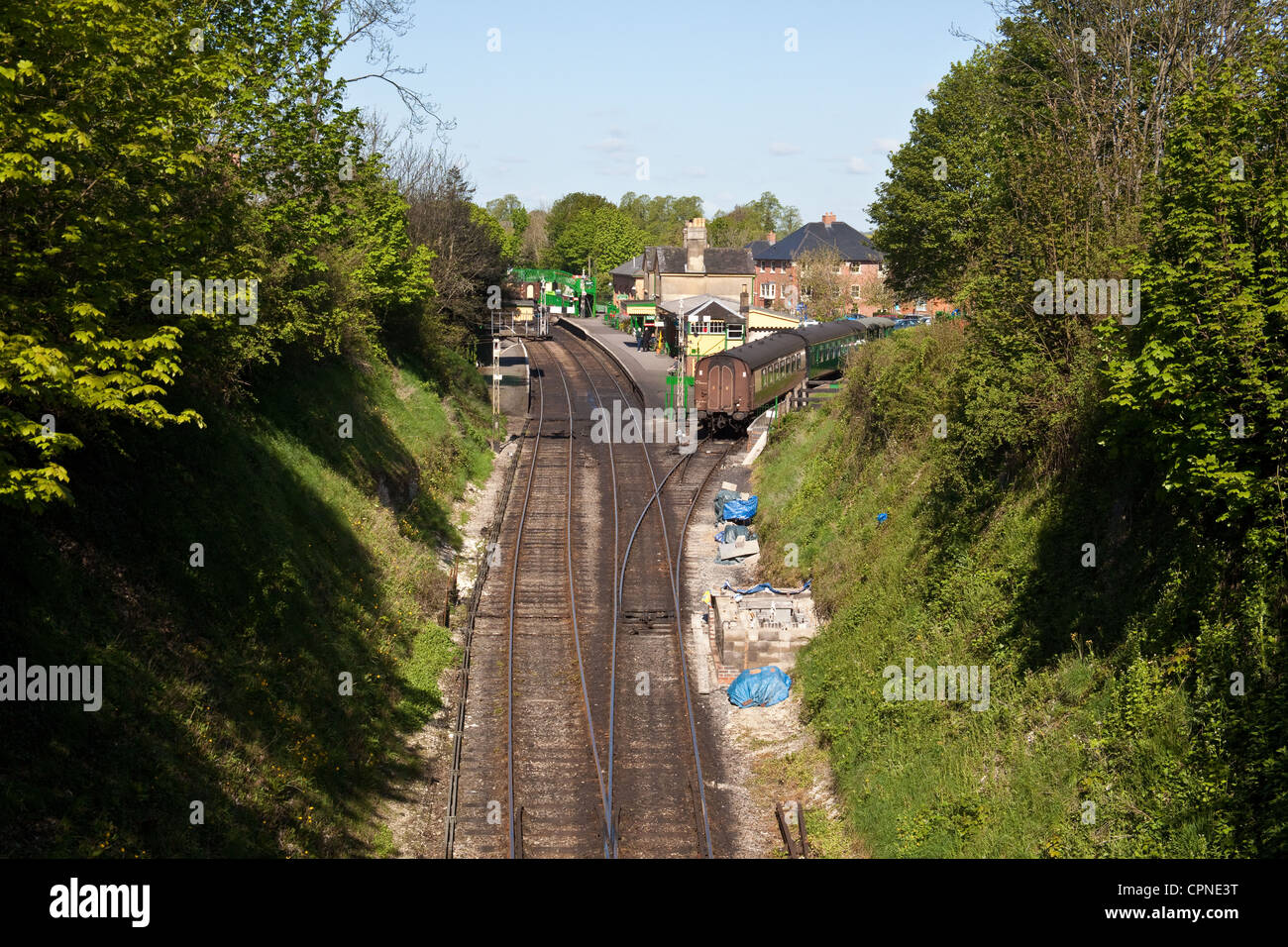 Alresford Station auf der Mitte Hants Eisenbahn auch bekannt als die Brunnenkresse Linie, Hampshire, England, Vereinigtes Königreich. Stockfoto