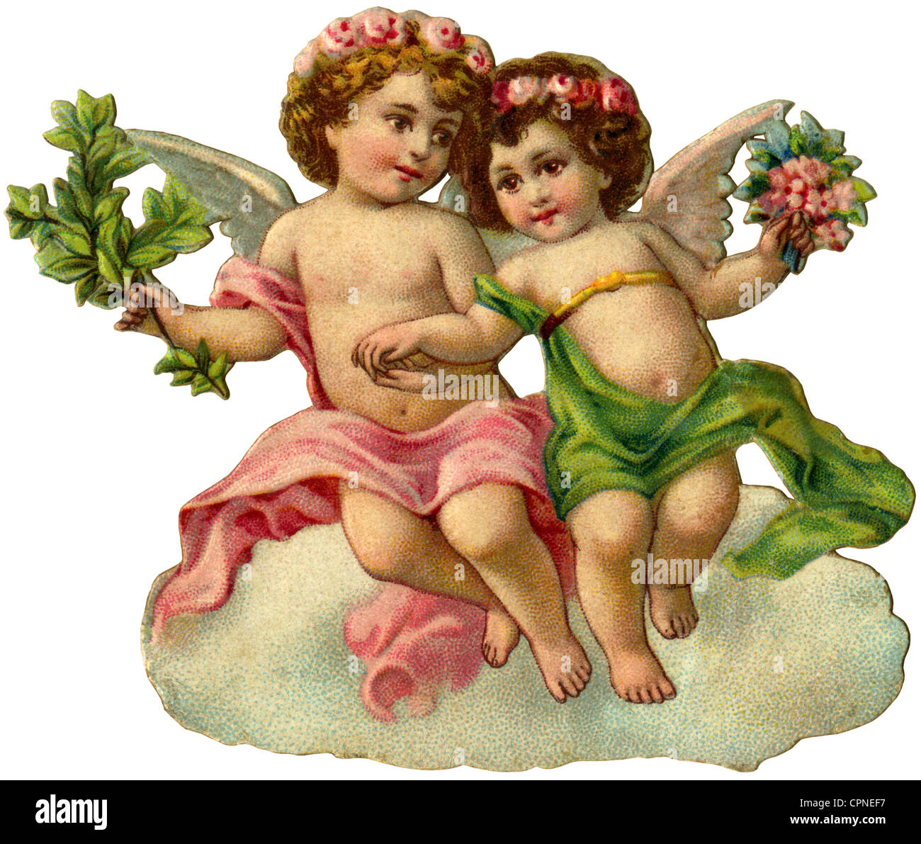 Kitsch, zwei Engelchen, Schrottbild, Deutschland, 1908, zusätzliche-Rechte-Clearenzen-nicht lieferbar Stockfoto