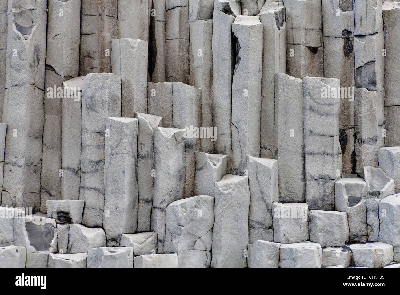 Nahaufnahme von Basalt Spalte, Island Stockfoto