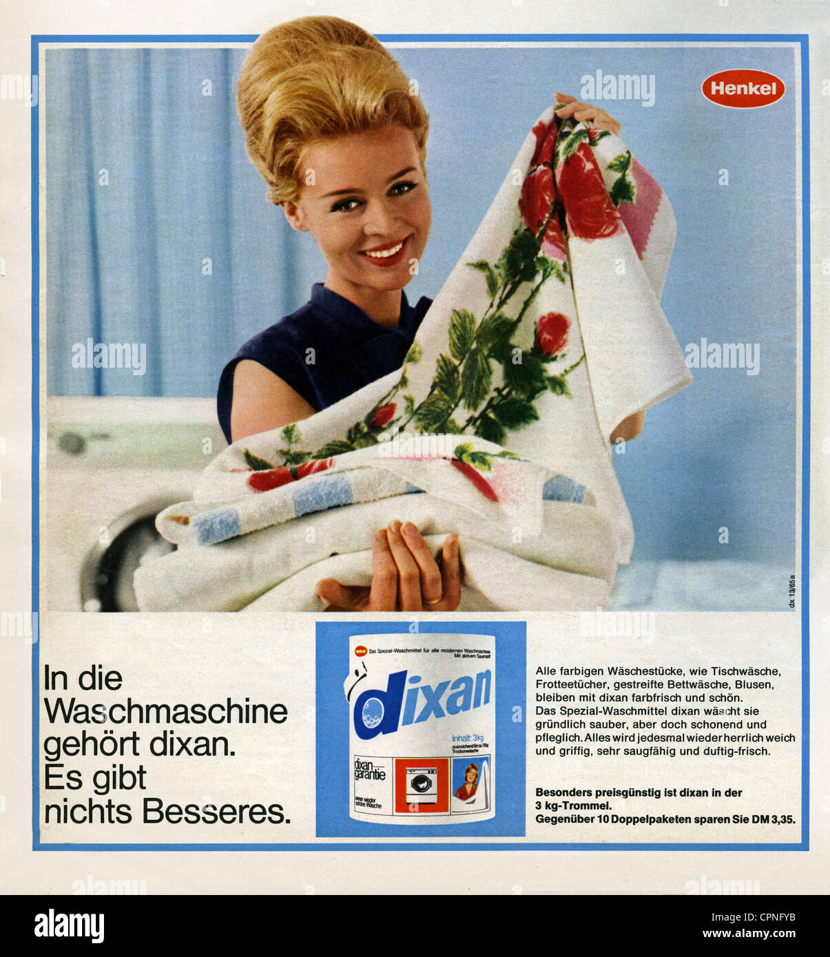 Werbung, Haushalt, Dixan, Waschpulver, von Henkel, Werbung, Deutschland, 1965, Zusatzrechte-Clearences-nicht vorhanden Stockfoto