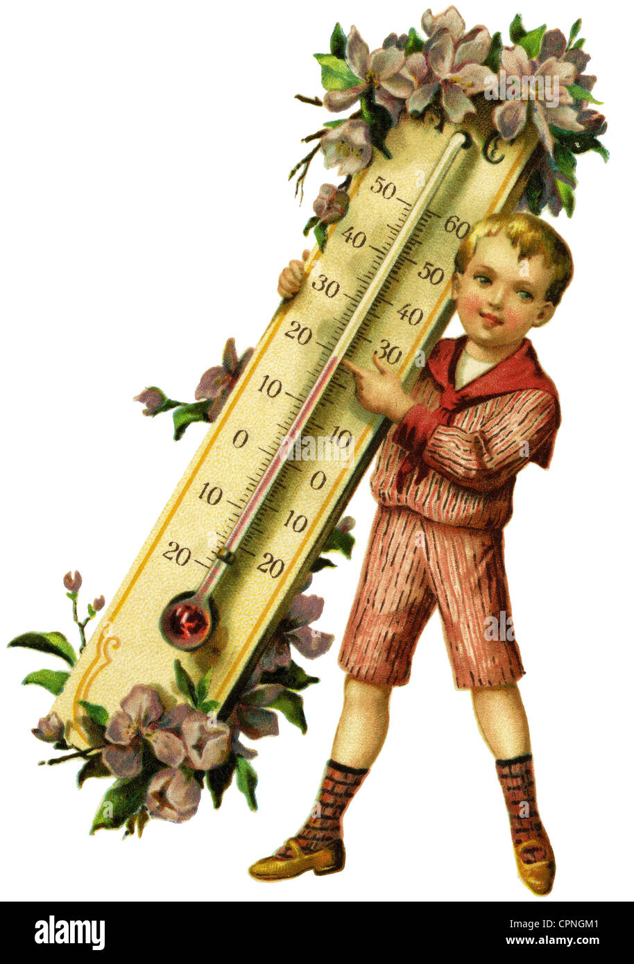 Kitsch / Souvenir, Junge mit Thermometer, Deutschland, um 1914, Zusatz-Rechteklärung-nicht vorhanden Stockfoto
