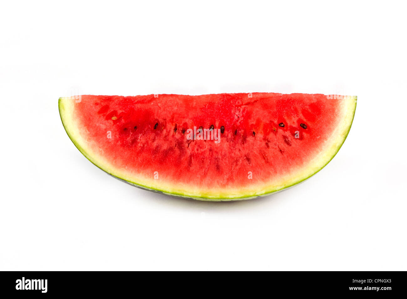 Scheibe Wassermelone auf weißem Hintergrund Stockfoto