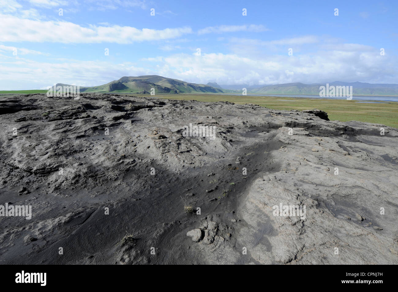 Extrusive Felsen, Dyrhólaey, Südküste, Island, Mai / Juni 2010 Stockfoto