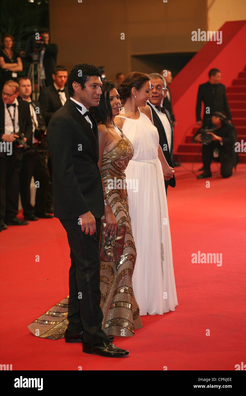 Bassem Samra, Nahed El Sebaï, ägyptische Schauspielerin Menna Shalaby, ägyptische Regisseur Yousry Nasrallah, bei den Filmfestspielen von Cannes Stockfoto